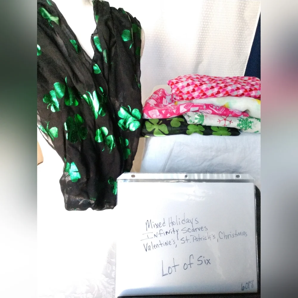 Holiday Infinity Scarf Scarves Lot of 6 Collection Bundle Holidays